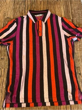 MR TURK Men’s Striped Polo in Black, Orange, Purple, Cream